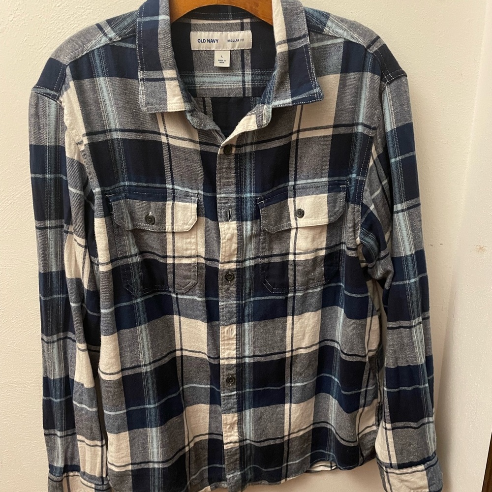 Old Navy Mens Blue Flannel Large